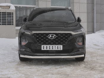 Защита переднего бампера (Ø63 мм, нержавейка) Russtal Hyundai Santa Fe TM дорестайлинг (2018-2021)