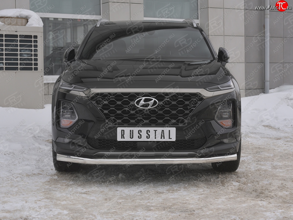 12 999 р. Защита переднего бампера (Ø63 мм, нержавейка) Russtal Hyundai Santa Fe TM дорестайлинг (2018-2021)  с доставкой в г. Новочеркасск