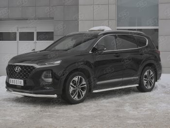 12 999 р. Защита переднего бампера (Ø63 мм, нержавейка) Russtal  Hyundai Santa Fe  TM (2018-2021) дорестайлинг  с доставкой в г. Новочеркасск. Увеличить фотографию 2