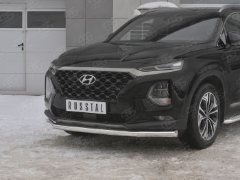 12 999 р. Защита переднего бампера (Ø63 мм, нержавейка) Russtal Hyundai Santa Fe TM дорестайлинг (2018-2021)  с доставкой в г. Новочеркасск. Увеличить фотографию 4