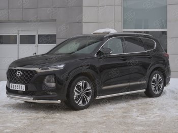 14 999 р. Защита переднего бампера (2 трубы Ø63 и 42 мм, нержавейка) Russtal Hyundai Santa Fe TM дорестайлинг (2018-2021)  с доставкой в г. Новочеркасск. Увеличить фотографию 2