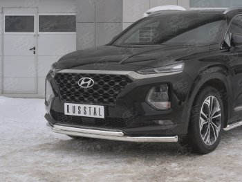 14 999 р. Защита переднего бампера (2 трубы Ø63 и 42 мм, нержавейка) Russtal Hyundai Santa Fe TM дорестайлинг (2018-2021)  с доставкой в г. Новочеркасск. Увеличить фотографию 4