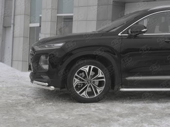 Защита переднего бампера (2 трубы Ø63 и 42 мм (углы), нержавейка) Russtal Hyundai Santa Fe TM дорестайлинг (2018-2021)