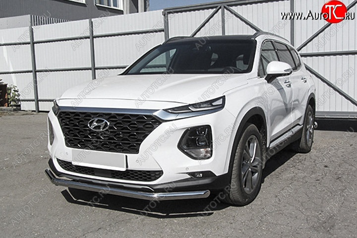 12 299 р. Защита переднего бампера Slitkoff (d57 мм)  Hyundai Santa Fe  TM (2018-2021) дорестайлинг (Нержавейка, Полированная)  с доставкой в г. Новочеркасск