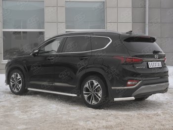 12 749 р. Защита заднего бампера (Ø63 мм уголки, нержавейка) SLITKOFF Hyundai Santa Fe TM дорестайлинг (2018-2021)  с доставкой в г. Новочеркасск. Увеличить фотографию 2