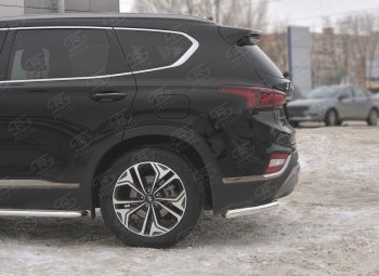 12 749 р. Защита заднего бампера (Ø63 мм уголки, нержавейка) SLITKOFF Hyundai Santa Fe TM дорестайлинг (2018-2021)  с доставкой в г. Новочеркасск. Увеличить фотографию 3