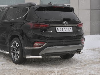 12 749 р. Защита заднего бампера (Ø63 мм уголки, нержавейка) SLITKOFF Hyundai Santa Fe TM дорестайлинг (2018-2021)  с доставкой в г. Новочеркасск. Увеличить фотографию 4