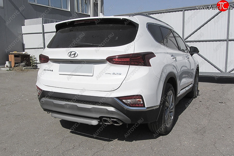 6 499 р. Защита заднего бампера Slitkoff (d57 мм)  Hyundai Santa Fe  TM (2018-2021) дорестайлинг (Сталь с полимерным покрытием. Цвет: серебристый)  с доставкой в г. Новочеркасск