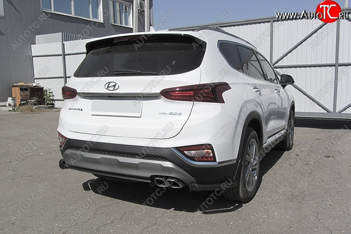 7 599 р. Защита заднего бампера Slitkoff (уголки, d57 мм)  Hyundai Santa Fe  TM (2018-2021) дорестайлинг (Сталь с полимерным покрытием. Цвет: чёрный)  с доставкой в г. Новочеркасск