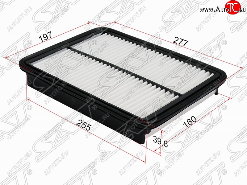 329 р. Фильтр воздушный двигателя (diesel 2.0, 2.2) SAT (277х197х39.6 mm)  Hyundai Santa Fe  CM (2009-2012), KIA Sorento  XM (2009-2015)  с доставкой в г. Новочеркасск