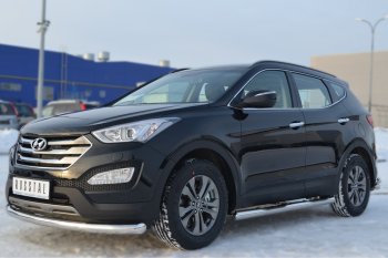 10 799 р. Защита порогов с проступями SLITKOFF (труба D76 мм)  Hyundai Santa Fe  DM (2012-2016) дорестайлинг (Защита порогов с закругленными торцами (вариант 3))  с доставкой в г. Новочеркасск. Увеличить фотографию 4