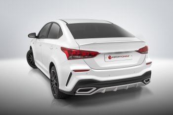 17 999 р. Задний бампер Quant Hyundai Solaris HCR седан рестайлинг (2020-2022) (Без отверстий под парктроник, Неокрашенный)  с доставкой в г. Новочеркасск. Увеличить фотографию 2