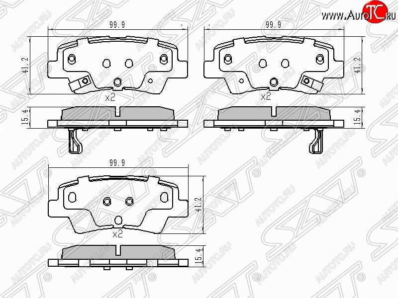 799 р. Колодки тормозные задние SAT  Hyundai Solaris  HCR (2017-2022), KIA Rio  4 FB (2016-2024)  с доставкой в г. Новочеркасск