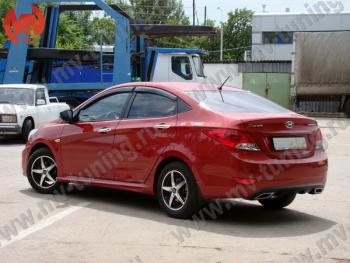 5 999 р. Пороги накладки ZEUS Hyundai Solaris RBr седан дорестайлинг (2010-2014) (Неокрашенный)  с доставкой в г. Новочеркасск. Увеличить фотографию 2