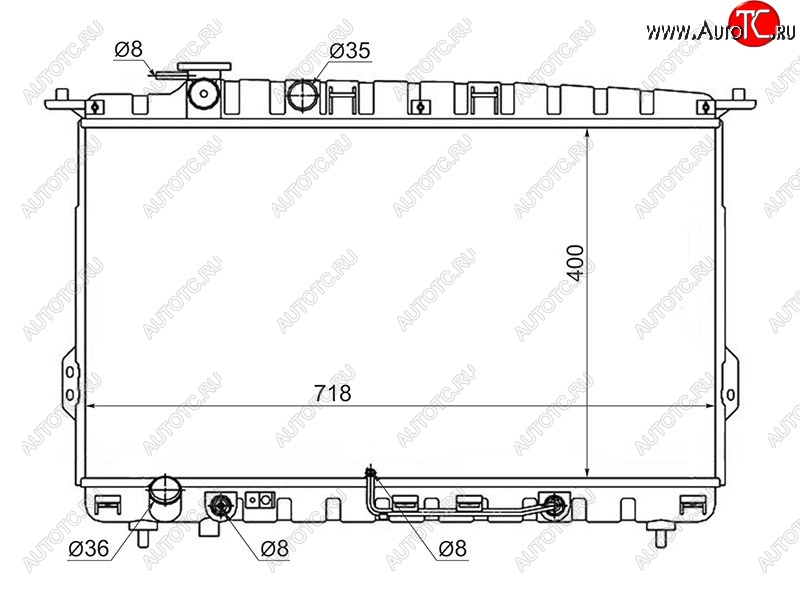 5 549 р. Радиатор двигателя (трубчатый, 2.0 / 2.4 / 2.5 / 2.7) SAT Hyundai Sonata EF рестайлинг ТагАЗ (2001-2013)  с доставкой в г. Новочеркасск