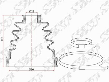 Пыльник ШРУСа SAT (наружный, 2 хомута, термопластик) Hyundai (Хюндаи) Sonata (Соната)  EF (2001-2013), Nissan (Нисан) Teana (Тиана)  1 J31 (2003-2005)