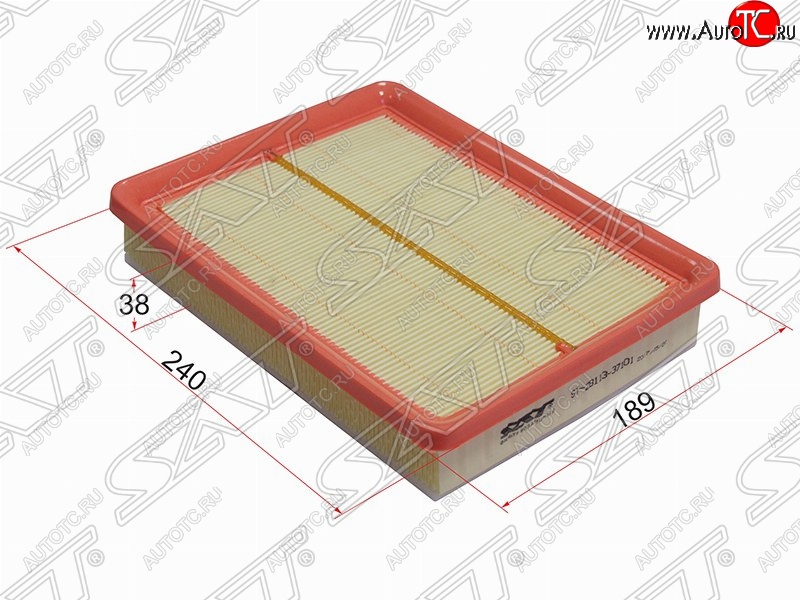288 р. Фильтр воздушный двигателя SAT (240х180х38 mm)  Hyundai Trajet (1999-2008)  с доставкой в г. Новочеркасск