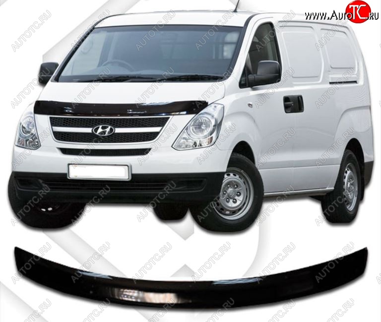 2 199 р. Дефлектор капота CA-Plastiс  Hyundai Starex/Grand Starex/H1  TQ (2014-2018) рестайлинг (Classic черный, Без надписи)  с доставкой в г. Новочеркасск