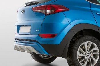 11 799 р. Накладка заднего бампера YT  Hyundai Tucson  TL (2015-2018) дорестайлинг (Неокрашенная)  с доставкой в г. Новочеркасск. Увеличить фотографию 2