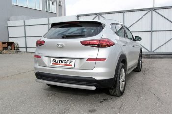 6 999 р. Защита заднего бампера Slitkoff (d57 мм) Hyundai Tucson TL рестайлинг (2018-2021) (Сталь с полимерным покрытием. Цвет: серебристый)  с доставкой в г. Новочеркасск. Увеличить фотографию 1