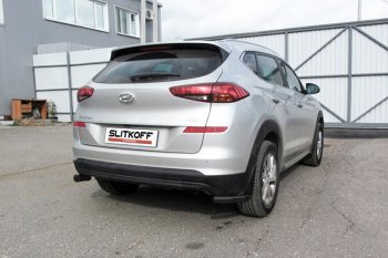 Защита заднего бампера Slitkoff (Turbo, уголки, d57) Hyundai Tucson TL рестайлинг (2018-2021)