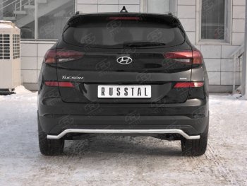 Защита заднего бампера (Ø42 мм волна, нержавейка) Russtal Hyundai Tucson TL рестайлинг (2018-2021)