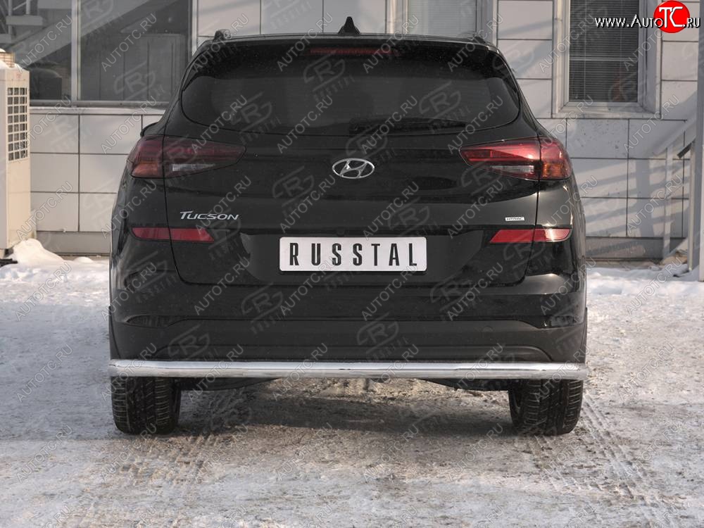 12 499 р. Защита заднего бампера (Ø63 мм, нержавейка) RUSSTAL Hyundai Tucson TL рестайлинг (2018-2021)  с доставкой в г. Новочеркасск