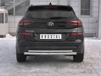 Защита заднего бампера (Ø63/42 мм, нержавейка) Russtal Hyundai Tucson TL рестайлинг (2018-2021)