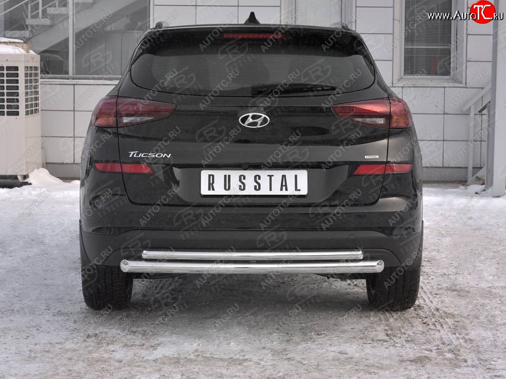 16 699 р. Защита заднего бампера (Ø63/42 мм, нержавейка) Russtal Hyundai Tucson TL рестайлинг (2018-2021)  с доставкой в г. Новочеркасск