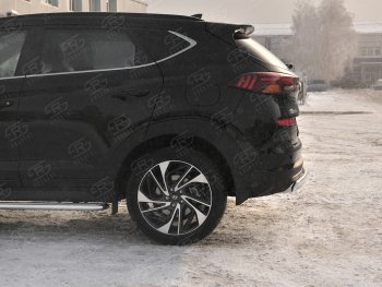 14 999 р. Защита заднего бампера (Ø75x42 мм, нержавейка) Russtal Hyundai Tucson TL рестайлинг (2018-2021)  с доставкой в г. Новочеркасск. Увеличить фотографию 3