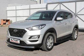 13 349 р. Пороги алюминиевые Slitkoff  Hyundai Tucson  TL (2018-2021) рестайлинг (Optima Black )  с доставкой в г. Новочеркасск. Увеличить фотографию 2