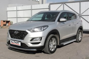 19 749 р. Пороги алюминиевые Slitkoff  Hyundai Tucson  TL (2018-2021) рестайлинг (Standart Silver)  с доставкой в г. Новочеркасск. Увеличить фотографию 2