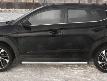 17 599 р. Защита порогов SLITKOFF (Ø63 мм)  Hyundai Tucson  TL (2018-2021) рестайлинг (Металлические торцы под 90°)  с доставкой в г. Новочеркасск. Увеличить фотографию 2