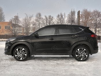 16 299 р. Защита порогов Russtal (Ø63 мм, нержавейка) Russtal  Hyundai Tucson  TL (2018-2021) рестайлинг (С пластиковыми заглушками на торцах)  с доставкой в г. Новочеркасск. Увеличить фотографию 1