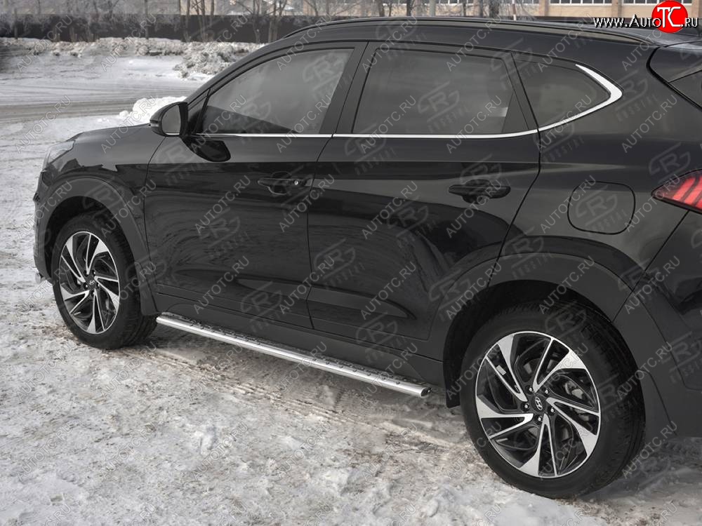 21 749 р. Защита порогов (Ø75x42 мм с проступью, нержавейка) Russtal  Hyundai Tucson  TL (2018-2021) рестайлинг  с доставкой в г. Новочеркасск