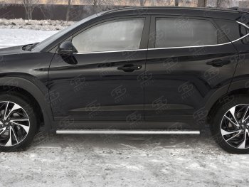 21 749 р. Защита порогов (Ø75x42 мм с проступью, нержавейка) Russtal Hyundai Tucson TL рестайлинг (2018-2021)  с доставкой в г. Новочеркасск. Увеличить фотографию 2