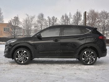 21 749 р. Защита порогов (Ø75x42 мм с проступью, нержавейка) Russtal  Hyundai Tucson  TL (2018-2021) рестайлинг  с доставкой в г. Новочеркасск. Увеличить фотографию 3