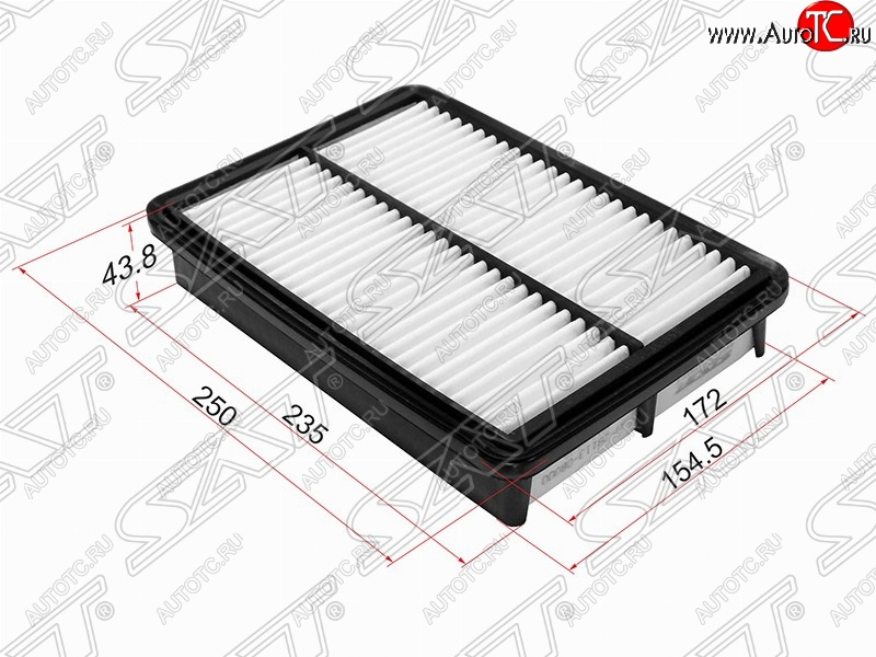 679 р. Фильтр воздушный двигателя SAT (250х172х43.8 mm)  Hyundai Tucson  JM (2004-2010), KIA Sportage  2 JE,KM (2004-2008)  с доставкой в г. Новочеркасск