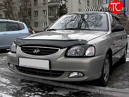 1 484 р. Защита передних фар NovLine (очки) .  Hyundai Accent  седан ТагАЗ (2001-2012)  с доставкой в г. Новочеркасск