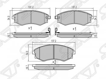 1 269 р. Колодки тормозные SAT (передние)  Hyundai Sonata  EF (2001-2013), SSANGYONG Korando  2 (1996-2006), SSANGYONG Musso (1993-2005), SSANGYONG Rexton  Y200 (2001-2006)  с доставкой в г. Новочеркасск. Увеличить фотографию 1