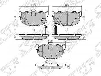 Колодки тормозные задние SAT KIA (КИА) Cerato (Серато)  1 LD (2003-2008) 1 LD седан дорестайлинг, хэтчбэк, седан рестайлинг