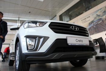 5 649 р. Накладка на передний бампер АвтоКрат  Hyundai Creta  GS (2015-2021) дорестайлинг, рестайлинг (Неокрашенная)  с доставкой в г. Новочеркасск. Увеличить фотографию 1