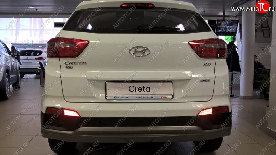 5 649 р. Накладка на задний бампер АвтоКрат Hyundai Creta GS дорестайлинг (2015-2019) (Неокрашенная)  с доставкой в г. Новочеркасск