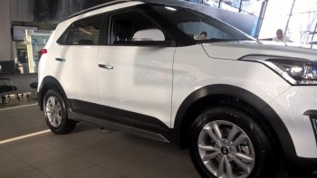 7 349 р. Пластиковые пороги АвтоКрат Hyundai Creta GS дорестайлинг (2015-2019) (Неокрашенные)  с доставкой в г. Новочеркасск. Увеличить фотографию 2