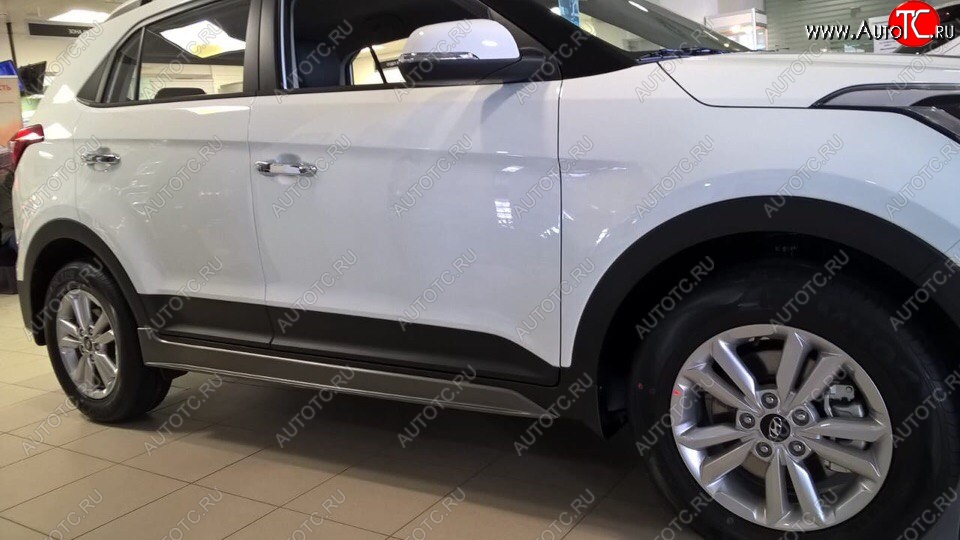 7 349 р. Пластиковые пороги АвтоКрат Hyundai Creta GS дорестайлинг (2015-2019) (Неокрашенные)  с доставкой в г. Новочеркасск