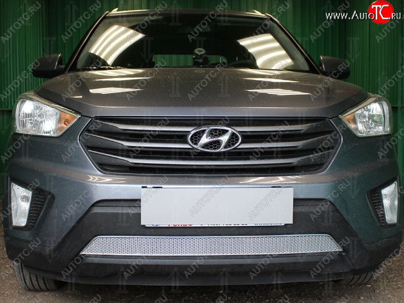 1 539 р. Защитная сетка на бампер Russtal (хром) Hyundai Creta GS рестайлинг (2019-2021)  с доставкой в г. Новочеркасск