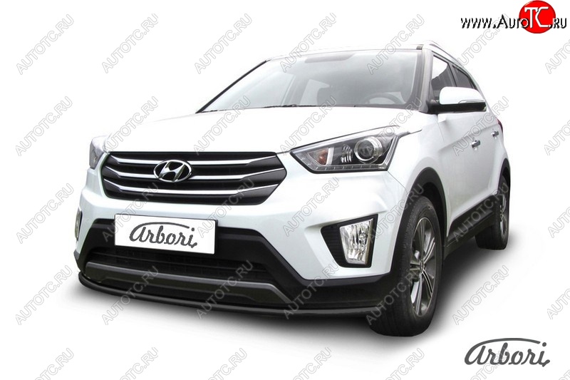 5 399 р. Защита переднего бампера Arbori (черная, 1 труба d42 mm). Hyundai Creta GS рестайлинг (2019-2021)  с доставкой в г. Новочеркасск