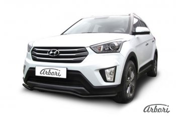 Защита переднего бампера Arbori (волна, черная, 1 труба d42 mm). Hyundai Creta GS рестайлинг (2019-2021)