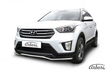 Защита переднего бампера Arbori (волна, нержавейка, 1 труба d42 mm). Hyundai Creta GS рестайлинг (2019-2021)