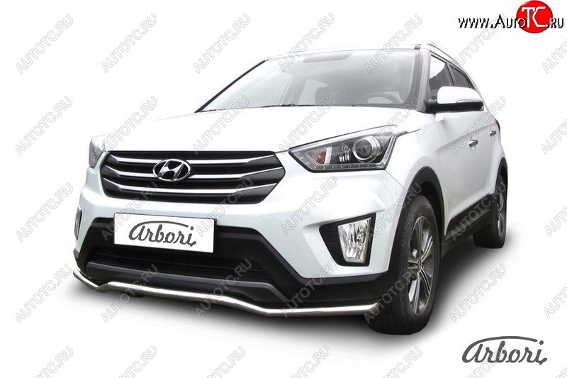 4 799 р. Защита переднего бампера Arbori (волна, нержавейка, 1 труба d42 mm). Hyundai Creta GS рестайлинг (2019-2021)  с доставкой в г. Новочеркасск